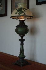 ANTIQUE ART NOUVEAU GWTW VICTORIAN LION PAIRPOINT HANDEL BANQUET KEROSENE LAMP picture