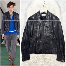 Authentic Extreme Maison Margiela Eight Zigzag 5Zip Leather Jacket Black 44 Mart picture