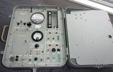 MILITARY EQUIPMENT GRAY METAL SECURING CASE W/ MEASURING DATA AND FIELD METRICS picture