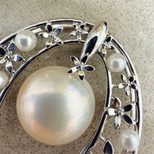 Tasaki 925 Pearl Mabe Pendant Brooch Silver 12.4g Used picture