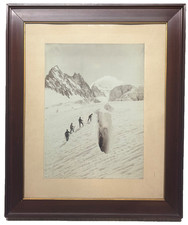 Original 1888 VITTORIO SELLA 'Crevasse on Glacier Blanc' Gelatin Silver PHOTO picture