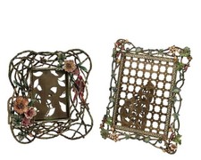 Two Jay Strongwater jeweled enamel floral encrusted picture frames, Modern picture