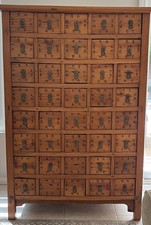 RARE ANTIQUE CHINESE SOLID HARDWOOD HERBAL APOTHECARY LARGE 40 DIVIDED DRAWERS picture
