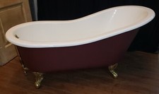 5 Ft Cast Iron Cranberry Slipper Bath Tub w/ Solid Brass Claw Feet GA9592 picture