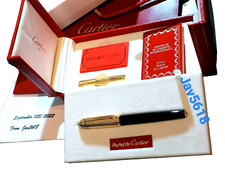 CARTIER PASHA FOUNTAIN PEN BLACK GOLD 18kt NIB,ART,TRINITY DE CARTIER RARE,NEW,♛ picture