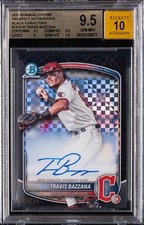 2025 BOWMAN CHROME PROSPECT AUTOS BLACK X-FRACTOR #CPATB TRAVIS BAZZANA BGS 9.5 picture