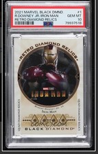 UD Marvel Black Diamond Robert Downey Jr Iron Man PSA 10 Retro Diamond Relic /15 picture