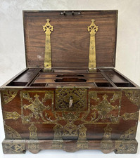Colonial Islamic Ottoman Cash Jewelry Box 1830s Rosewood & Ebony Brass Mounted picture