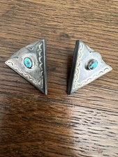 Ambrose Lincoln or Ambrose Roanhorse Navajo Sterling Collar Tips picture