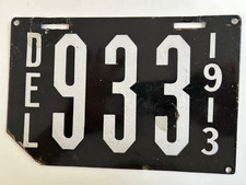 1913 Delaware License Plate Porcelain RARE Read Description picture