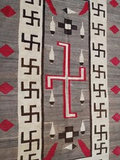 Navajo Rug JB Moore Antique Native American Whirling Logs Textile Weaving 1910 picture