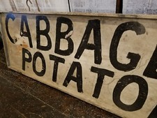 Antique Double Sided Produce Stand Trade Sign Cabbage Potatoes picture