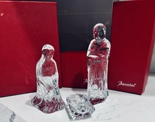 x3 Vtg Baccarat Nativity w/ Boxes Mary Joseph & Baby Jesus Retired Signed MINT picture