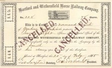 Hartford and Wethersfield Horse Railway Co. - 1864 or 1865 dated Connecticut Rai picture