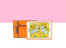 NEW HERMES LES LEOPARDS CHANGE TRAY JAUNE PORCELAIN ASHTRAY CIGAR CHINA HOME picture