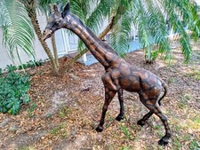 5ft Tall Bull Giraffe Statue Male Bronzed Brass Realistic Vintage Exotic Huge picture