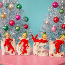 Vintage Norcrest Noel Figurines Holt Howard 1950s Pixies Christmas MCM Japan picture