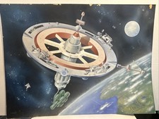 1964 NASA Space Concept Art, Vic Kenderski, RARE Westinghouse AstroNuclear 40x29 picture