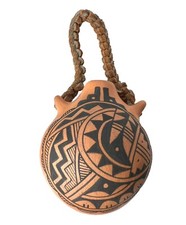 REYES MADALENA Jemez Pueblo Mini Canteen Native American Leather Braid VTG 3”L picture