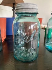 4 Aqua Ball perfect mason jars w/lids #2, #3, #4, #6 . 1 1910-1923, 3 1923-1933 picture