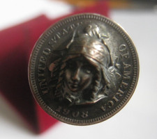 Amazing Hat Pin w/ NOV 22 1904 Patent Liberty Punch Out 1908 Indian Head Penny picture