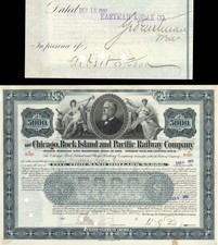 Chicago, Rock Island and Pacific Railway Signed by Geo Eastman - 1899 dated $5 picture