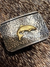 NOS Clint Orms Engraver Jumping Trout (GOLD) w/ Silver buckle engraved/hammered picture