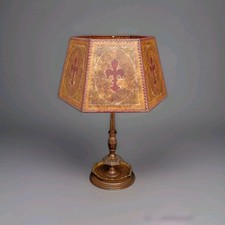 Incredible Arts Crafts French Fleur des Lis Mica Lamp Shade Bach era Art Deco picture
