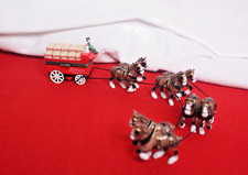 Porcelain Hinged Box - Budweiser Wagon & Clydesdale Team with Crate Trinket picture