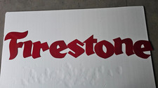 VINTAGE LETTER RED FIRESTONE US GASOLINE OIL GAS PUMP ENAMEL PORCELAIN SIGN picture