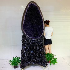 1543LB Top Natural Uruguay Amethyst Geode Quartz Crystal Dinosaur Egg Decor+stan picture