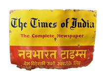 Vintage Times of India Porcelain Enamel Sign 48x32