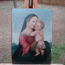 ANTIQUE OLD MASTER PORTRAIT OIL PAINTING TEMPI MADONNA MANNER OF RAPHAEL ART picture