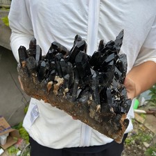 8.1LB Natural Beautiful BLACK QUARTZ Crystal Cluster Mineral Specimen healing picture