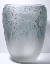 Rene Lalique “Aigrettes” Vase No. 988 Blue Patinated Frosted Glass c1931 picture