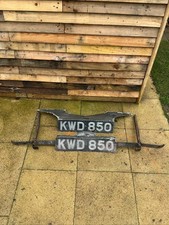 VINTAGE LEA FRANCIS FRONT VALANCE AND REAR NUMBER PLATE MOUNT, 1920’s GARAGE ART picture