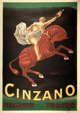 LEONETTO HAT ORIGINAL CINZANO POSTER 2^ EDITION '50 VINTAGE FUTURISM picture