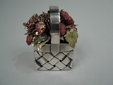 Cartier Basket Midcentury Modern Strawberry American Sterling Silver Enamel picture