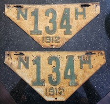 Pair of 1912 New Hampshire NH License Plates Plate Non-Resident Visitor Car Tag picture