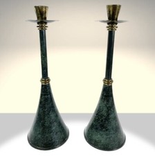 Very Rare Vintage Design - Pal Bell Shabbat Candlesticks. 1 Of A Kind Pal Bell. picture