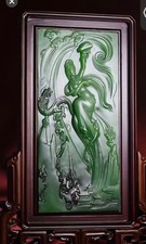 Hetian jade green Russian Site 7 carving 3 pieces Auction Grade 和田玉俄碧7号矿中国神话故事 picture