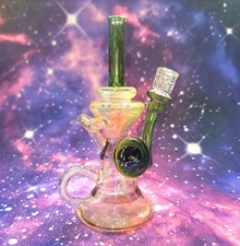 Piratt Glass & Aric Bovie Rainbow Fumed Crushed Opal Heady Glass Recycler picture