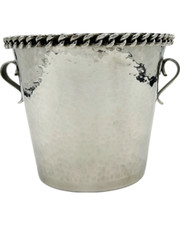 Signed Jean Despres Art Deco Hammered Silverplate Ice Bucket Circa 1940s France picture