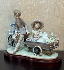 Lladro 5958 Country Ride Boy & Girl on Bicycle Figurine Spain Retired Porcelain picture