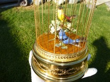 EXC Vintage Swiss Reuge Singing Bird Cage Gold Filled Cage Two Birds Model picture