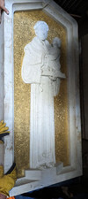 vintage St Anthony of Padua Marble Mosaic Relief Panel 5ft tall Catholic Church picture