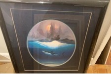 Rare, mint framed photography of a Ship with a Shark swimming by Wyland 95/950 picture