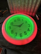 Electric Neon Clock Company Green/Pink Cleveland Ohio 1950s All Original picture