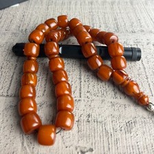Antique Rare Ottoman Damari Faturan Apricot Amber Bakelite Islamic Pray 104 g picture