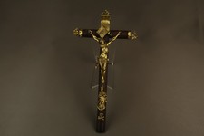 Antique Rare Gilt Bronze Crucifix Jesus Christ Continental 17th Century picture